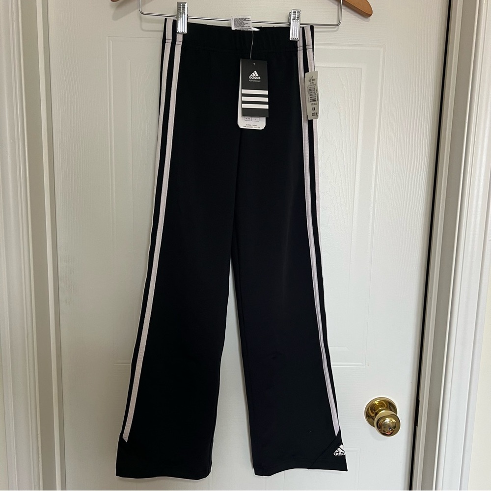 BNWT Adidas Kids Black Joggers with White Stripes